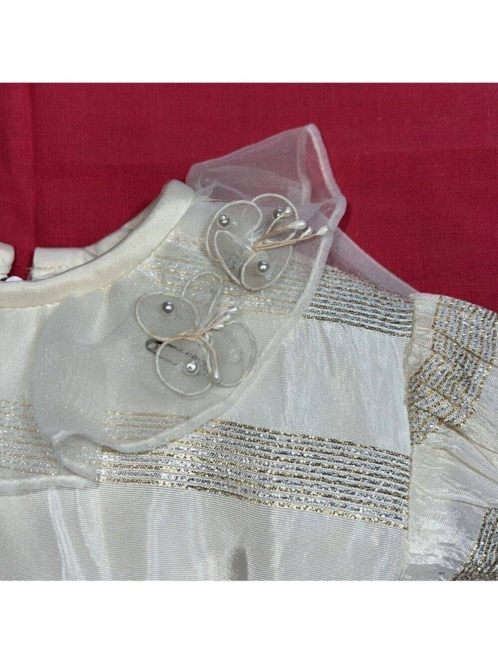 SYLVIA WHYTE for Neiman-Marcus 2T special occasion dress. Ivory, gold and silver - Picture 5 of 10